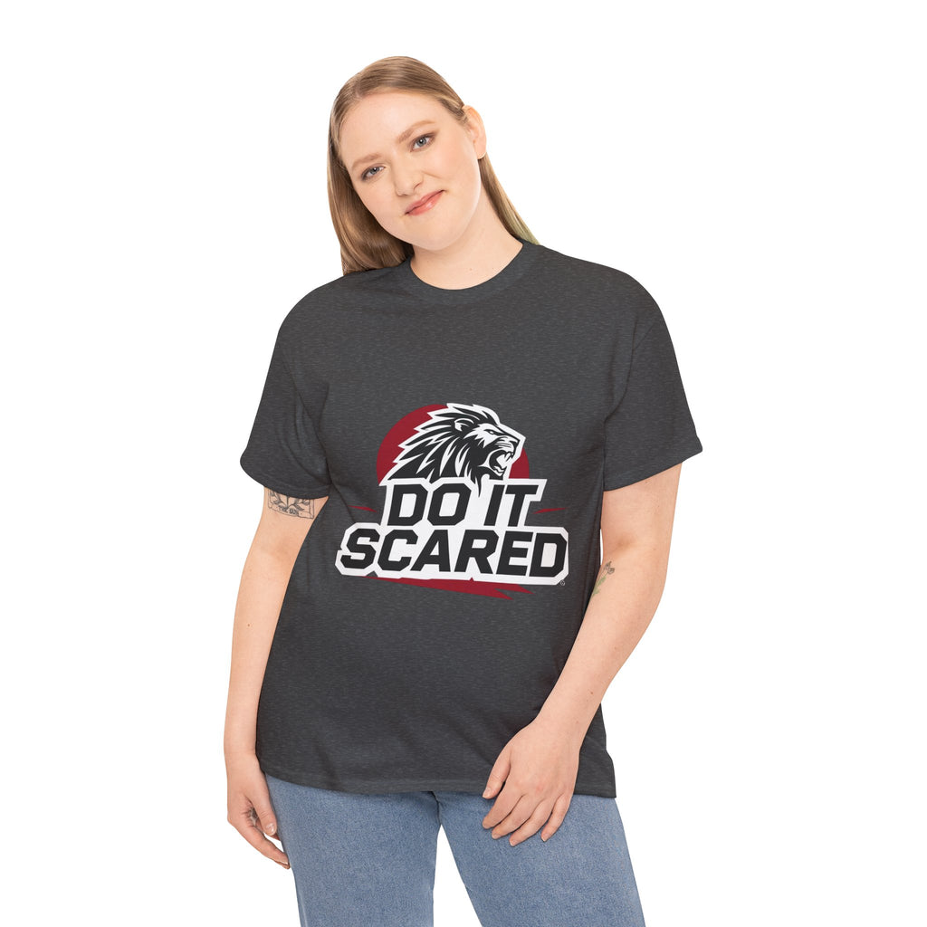 Motivational Unisex Heavy Cotton Tee - 'Do It Scared' Graphic Shirt