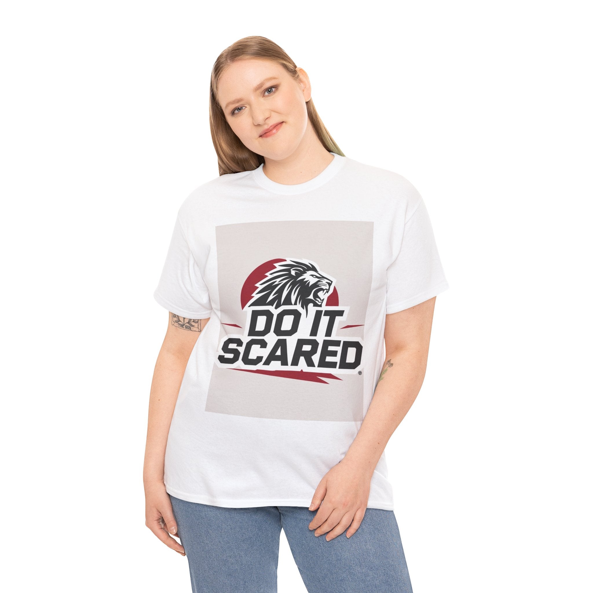Motivational Unisex Heavy Cotton Tee - 'Do It Scared' Graphic Shirt