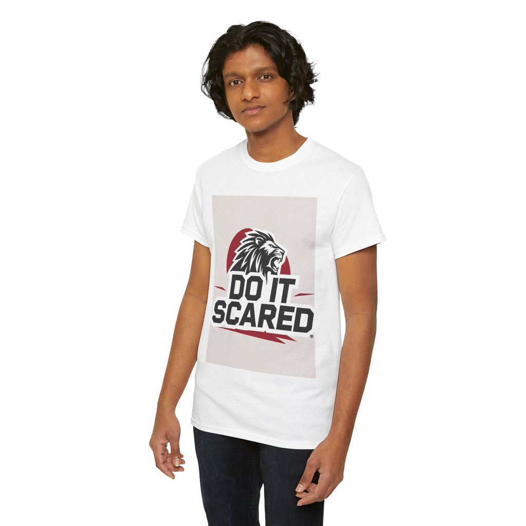 Motivational Unisex Heavy Cotton Tee - 'Do It Scared' Graphic Shirt