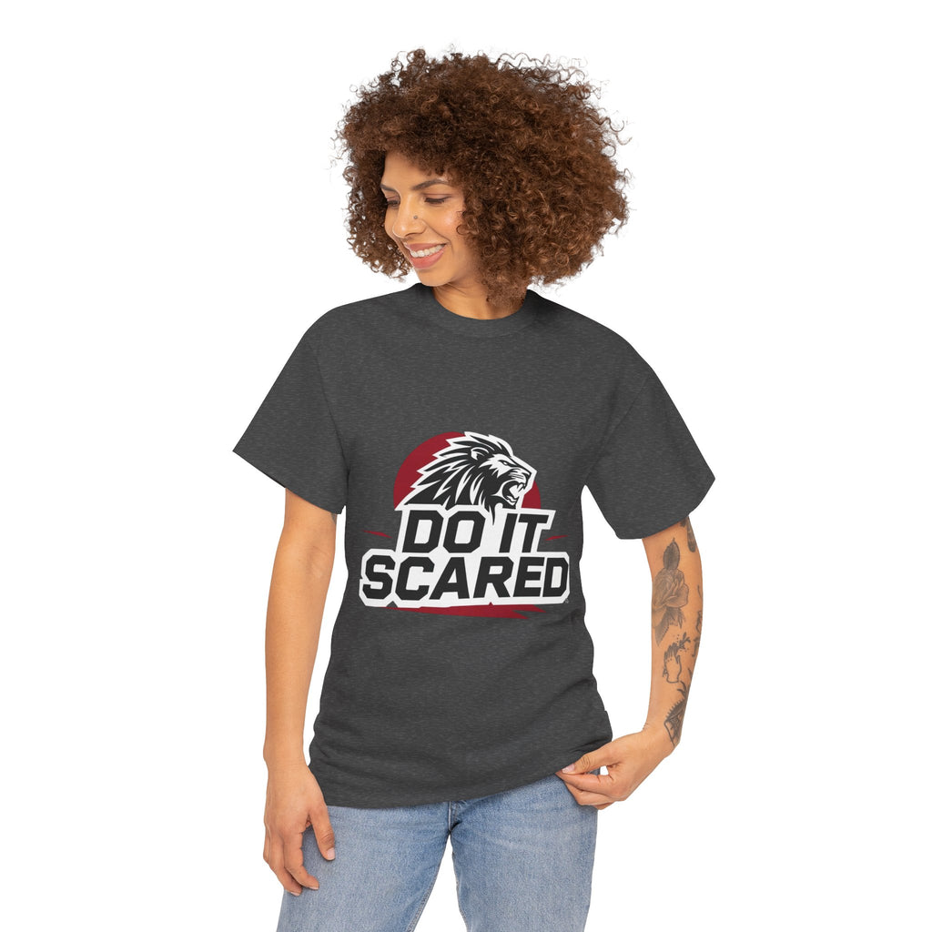 Motivational Unisex Heavy Cotton Tee - 'Do It Scared' Graphic Shirt
