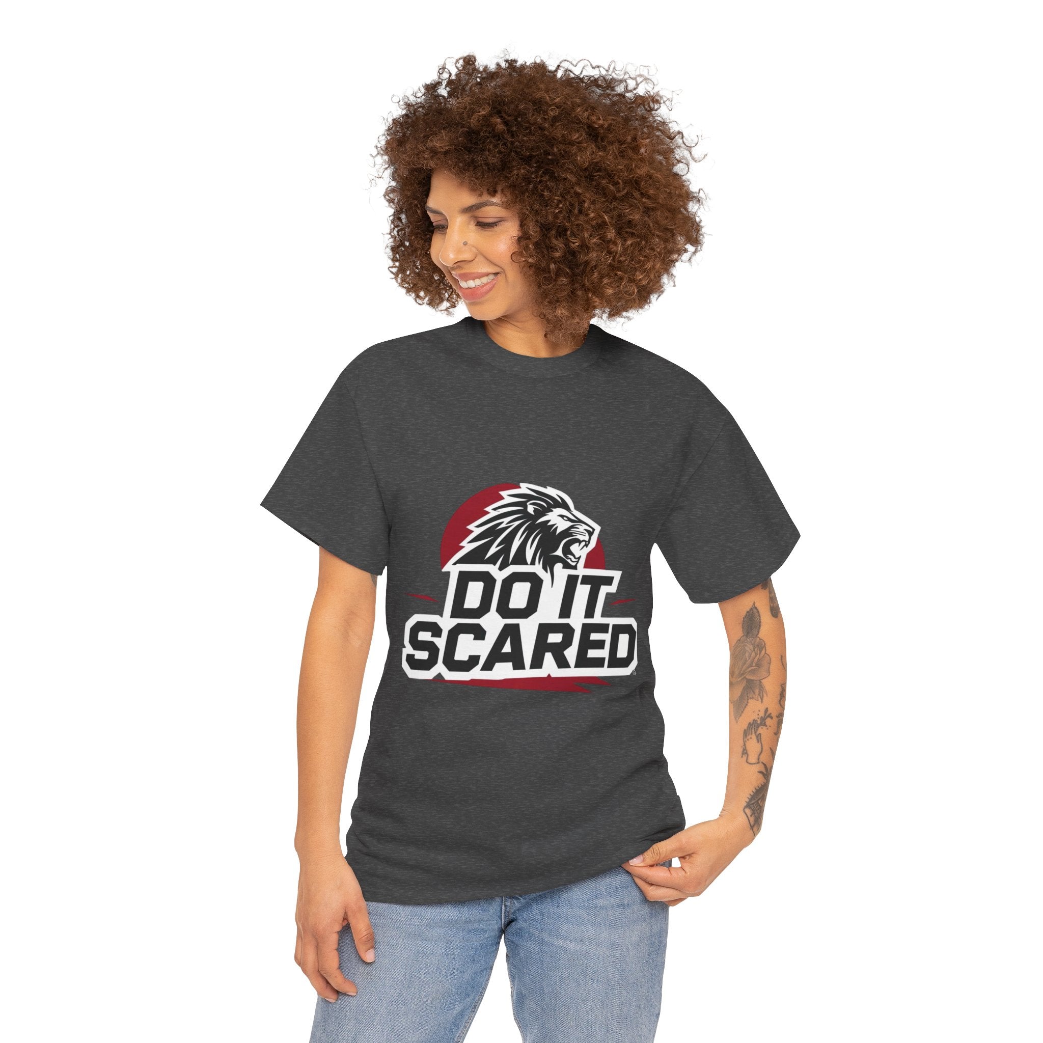 Motivational Unisex Heavy Cotton Tee - 'Do It Scared' Graphic Shirt