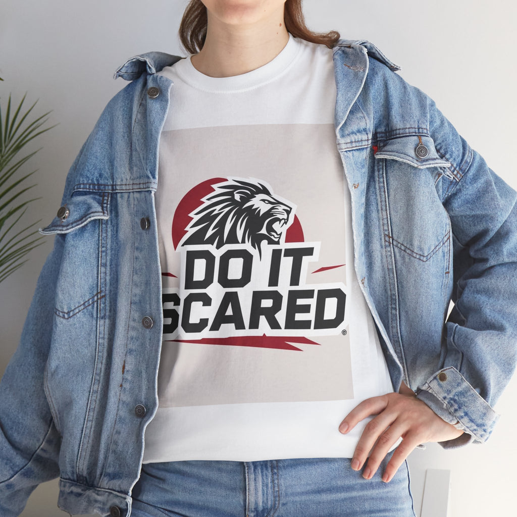 Motivational Unisex Heavy Cotton Tee - 'Do It Scared' Graphic Shirt