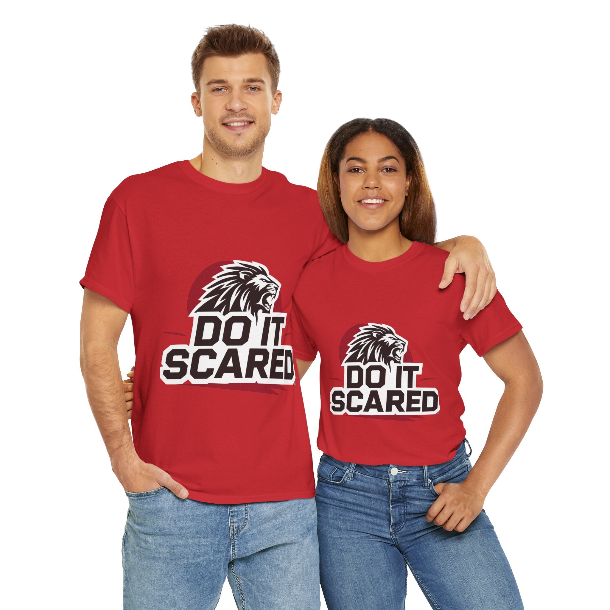 Motivational Unisex Heavy Cotton Tee - 'Do It Scared' Graphic Shirt