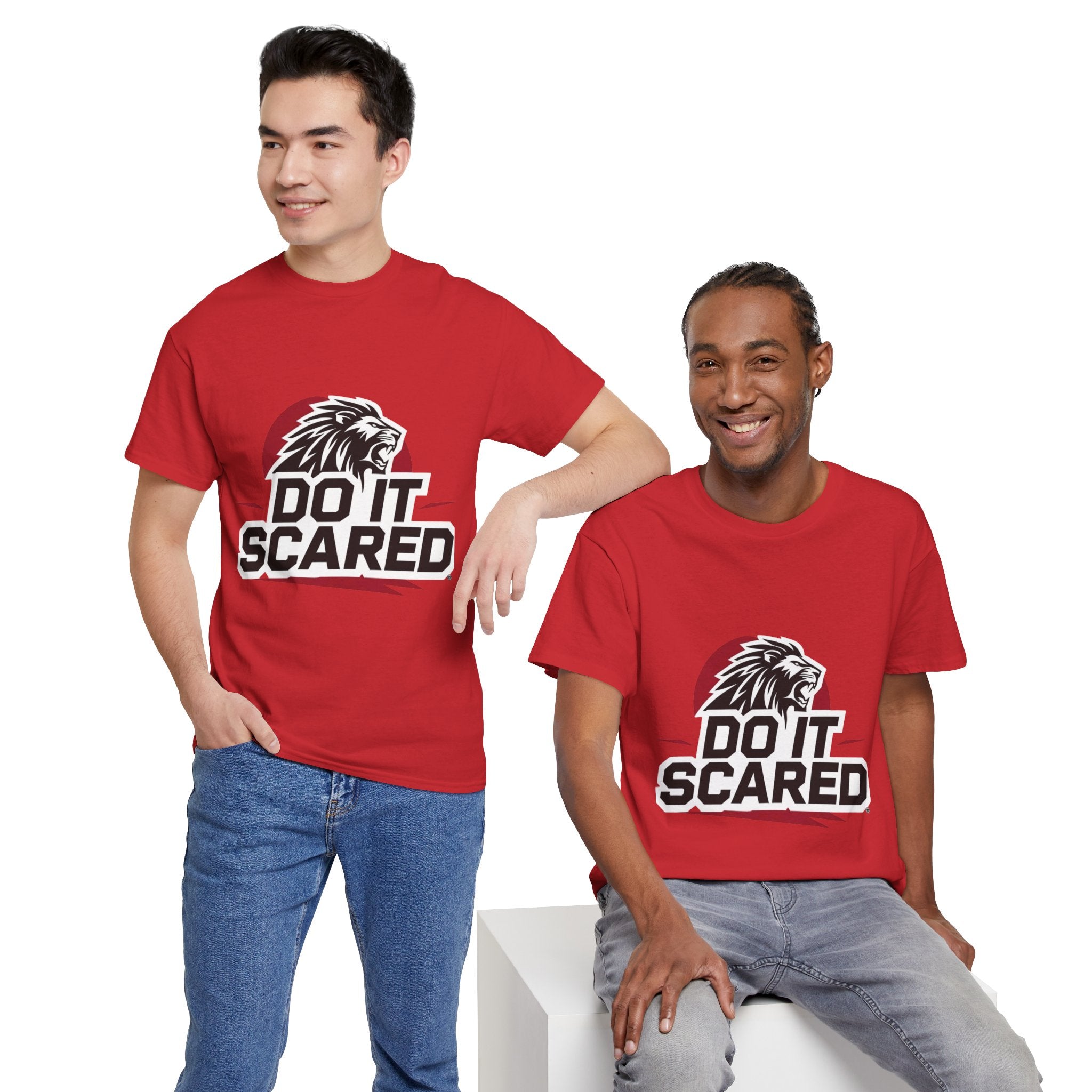 Motivational Unisex Heavy Cotton Tee - 'Do It Scared' Graphic Shirt