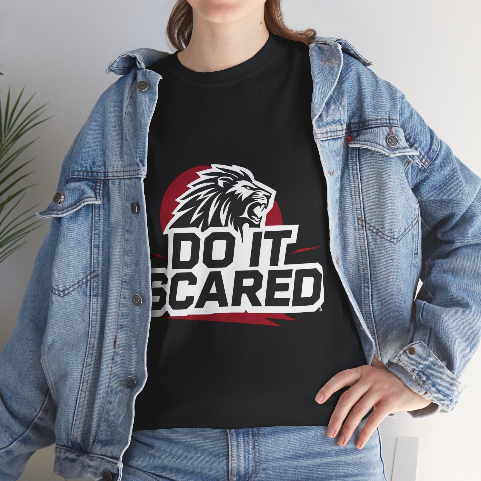 Motivational Unisex Heavy Cotton Tee - 'Do It Scared' Graphic Shirt