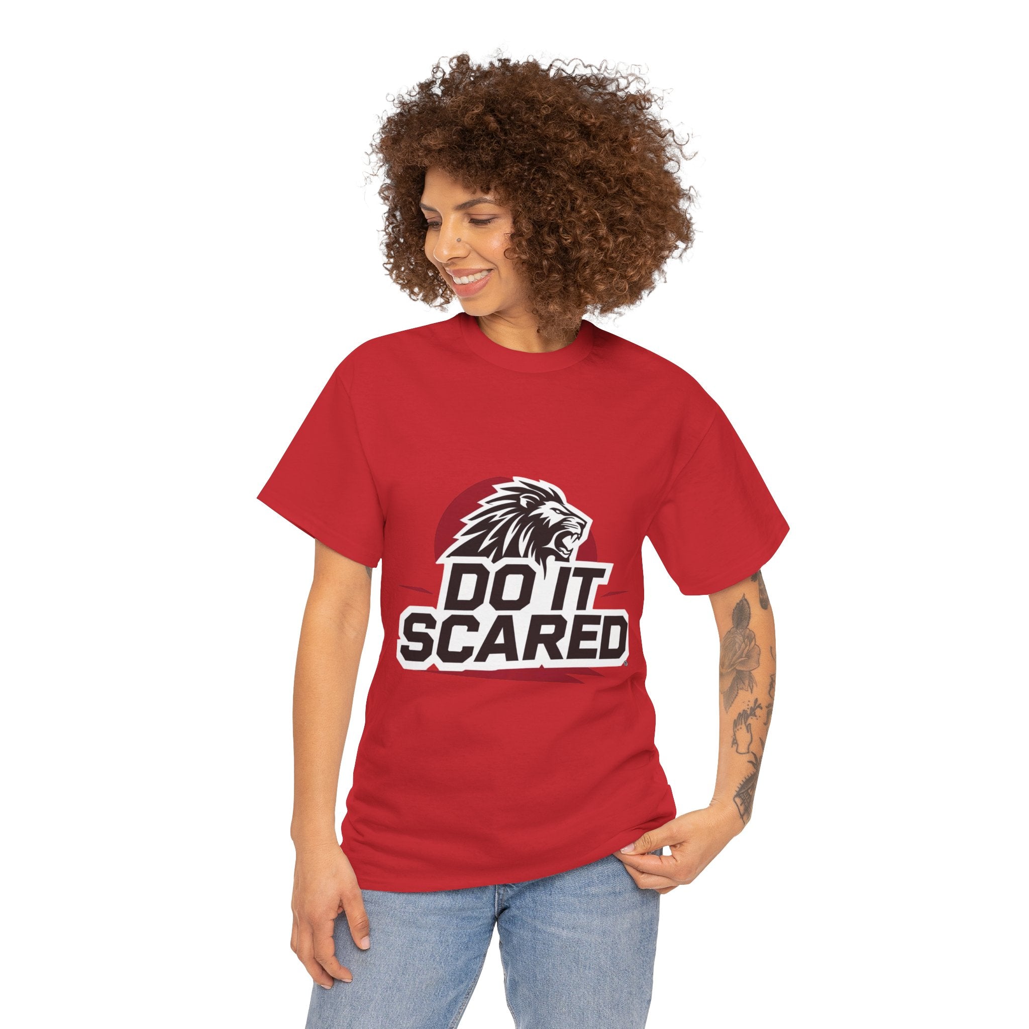 Motivational Unisex Heavy Cotton Tee - 'Do It Scared' Graphic Shirt