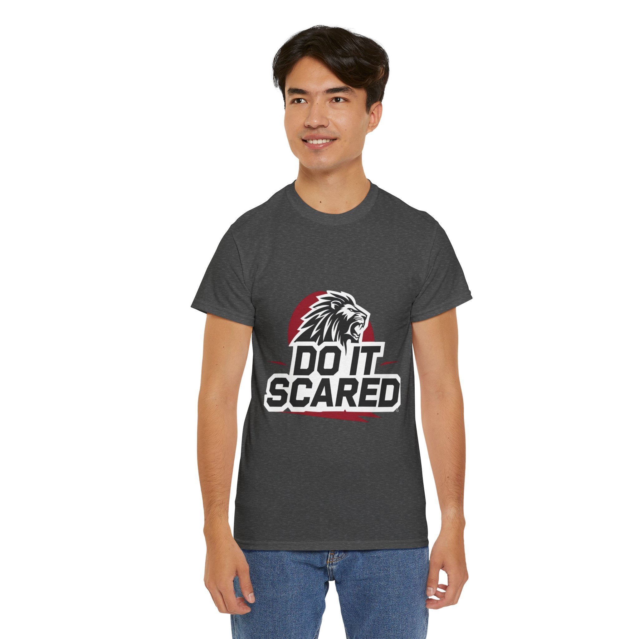 Motivational Unisex Heavy Cotton Tee - 'Do It Scared' Graphic Shirt
