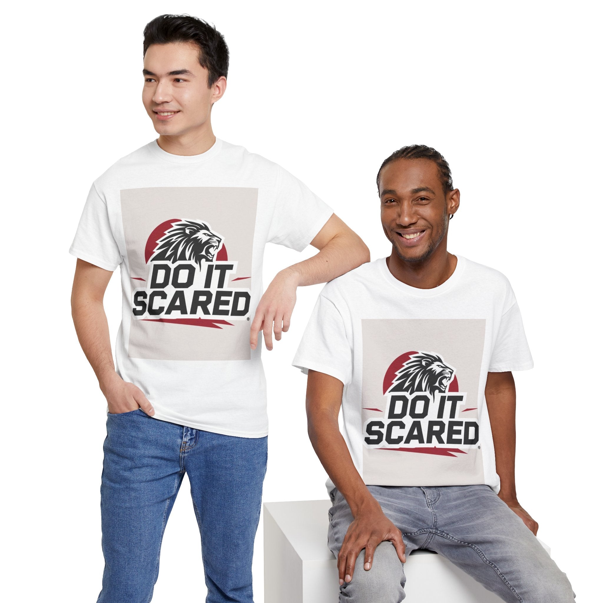Motivational Unisex Heavy Cotton Tee - 'Do It Scared' Graphic Shirt