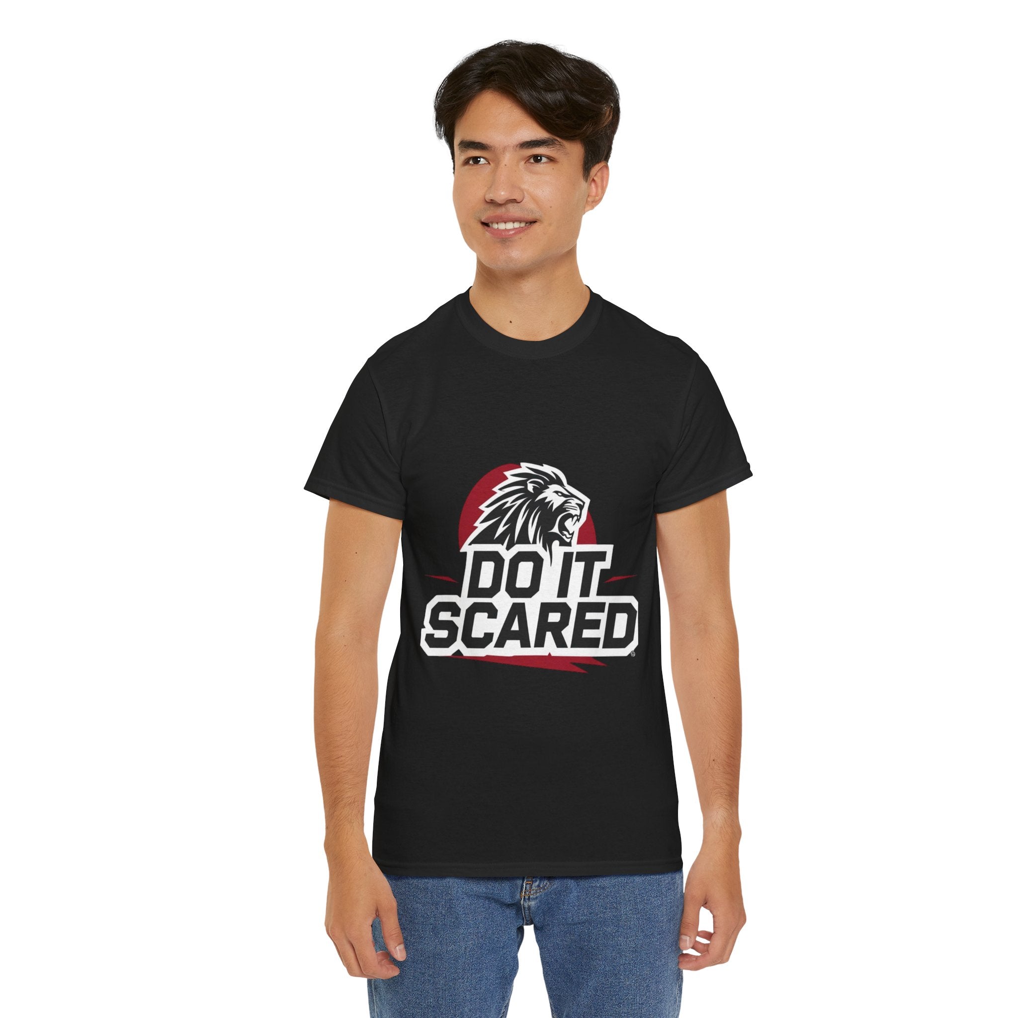 Motivational Unisex Heavy Cotton Tee - 'Do It Scared' Graphic Shirt