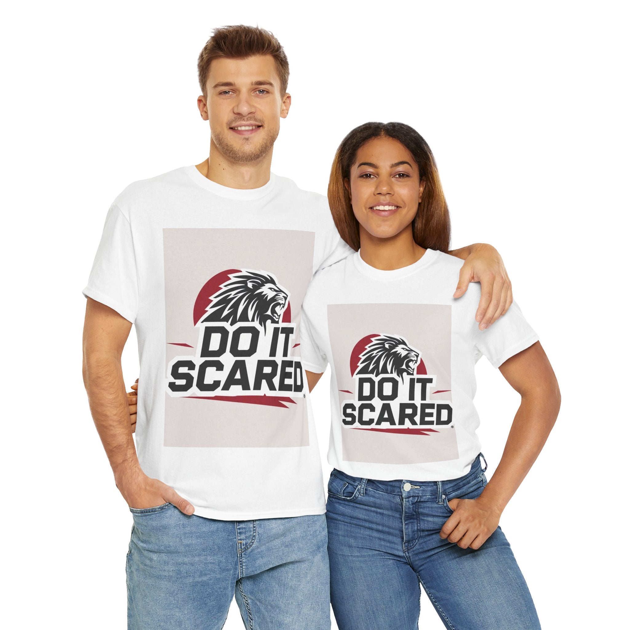 Motivational Unisex Heavy Cotton Tee - 'Do It Scared' Graphic Shirt
