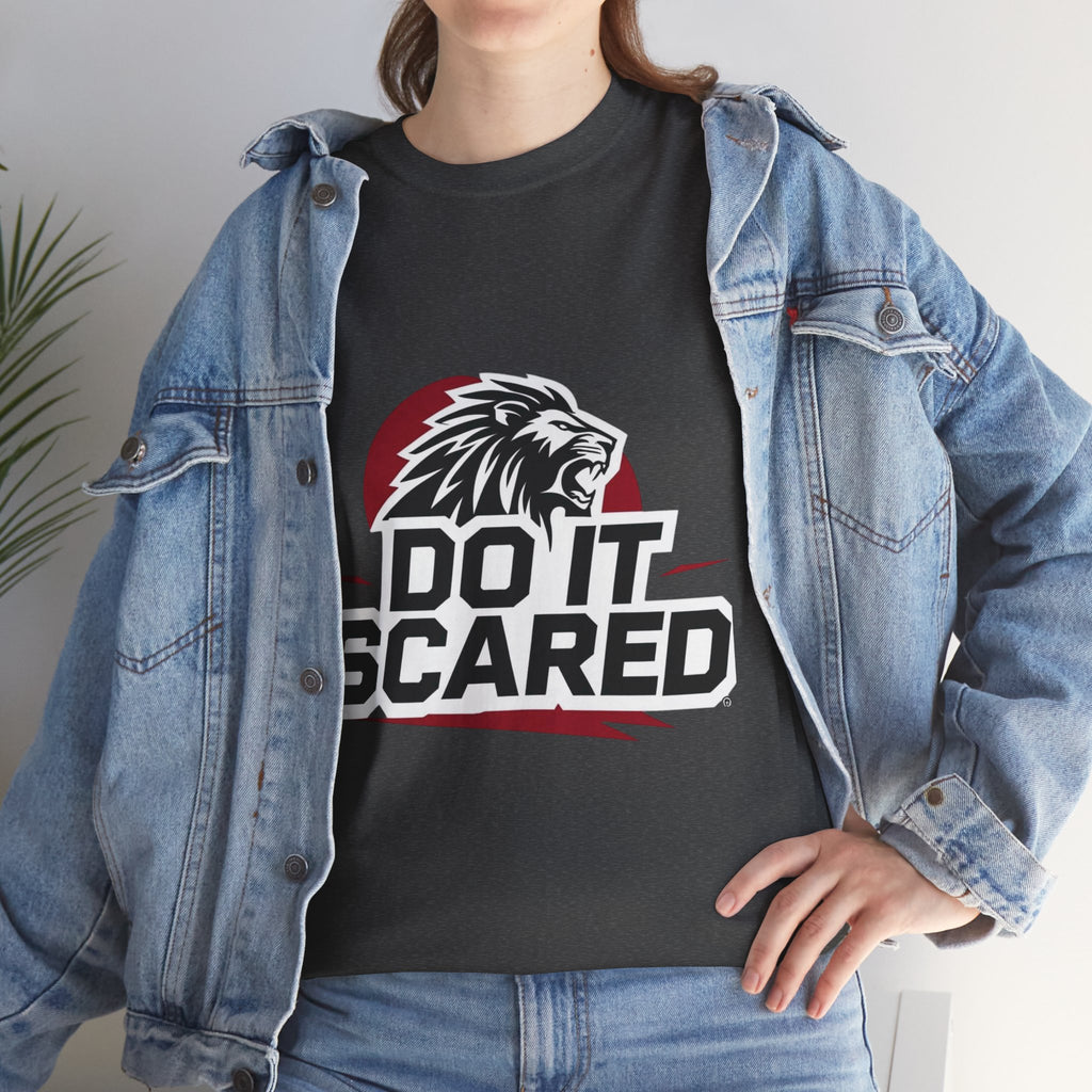 Motivational Unisex Heavy Cotton Tee - 'Do It Scared' Graphic Shirt