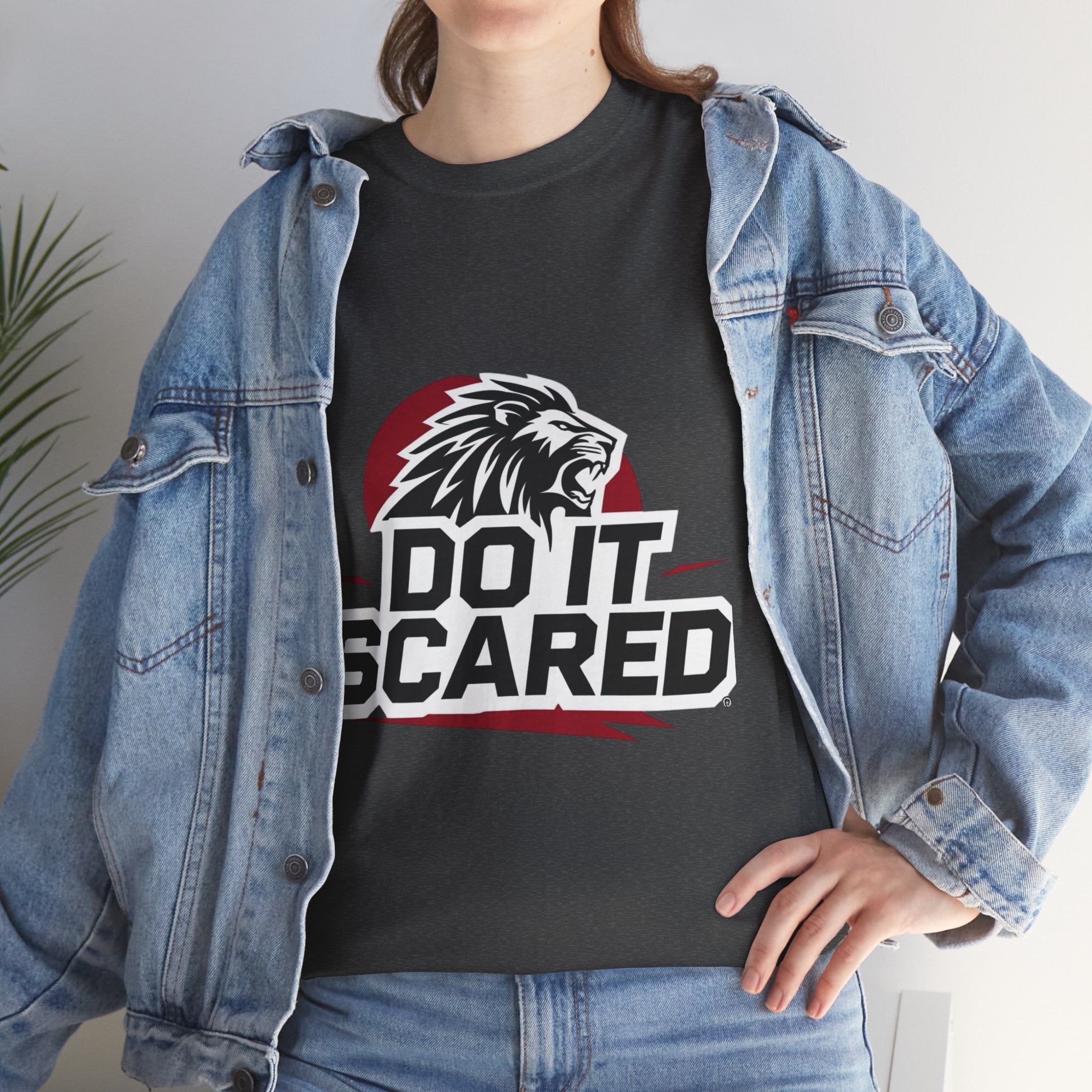 Motivational Unisex Heavy Cotton Tee - 'Do It Scared' Graphic Shirt