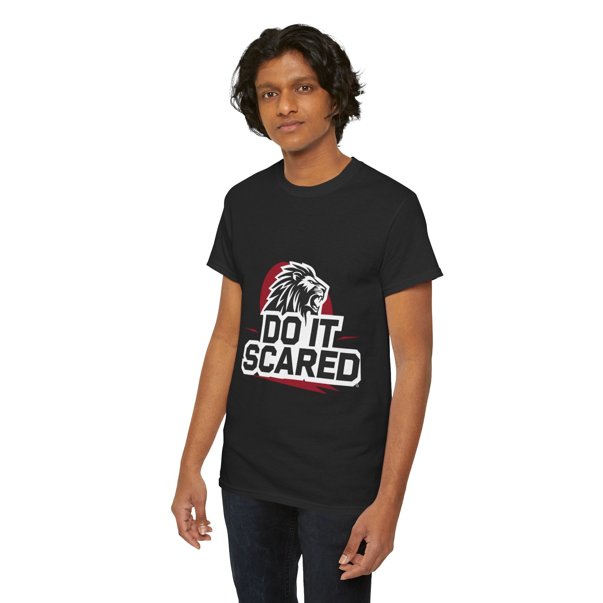 Motivational Unisex Heavy Cotton Tee - 'Do It Scared' Graphic Shirt