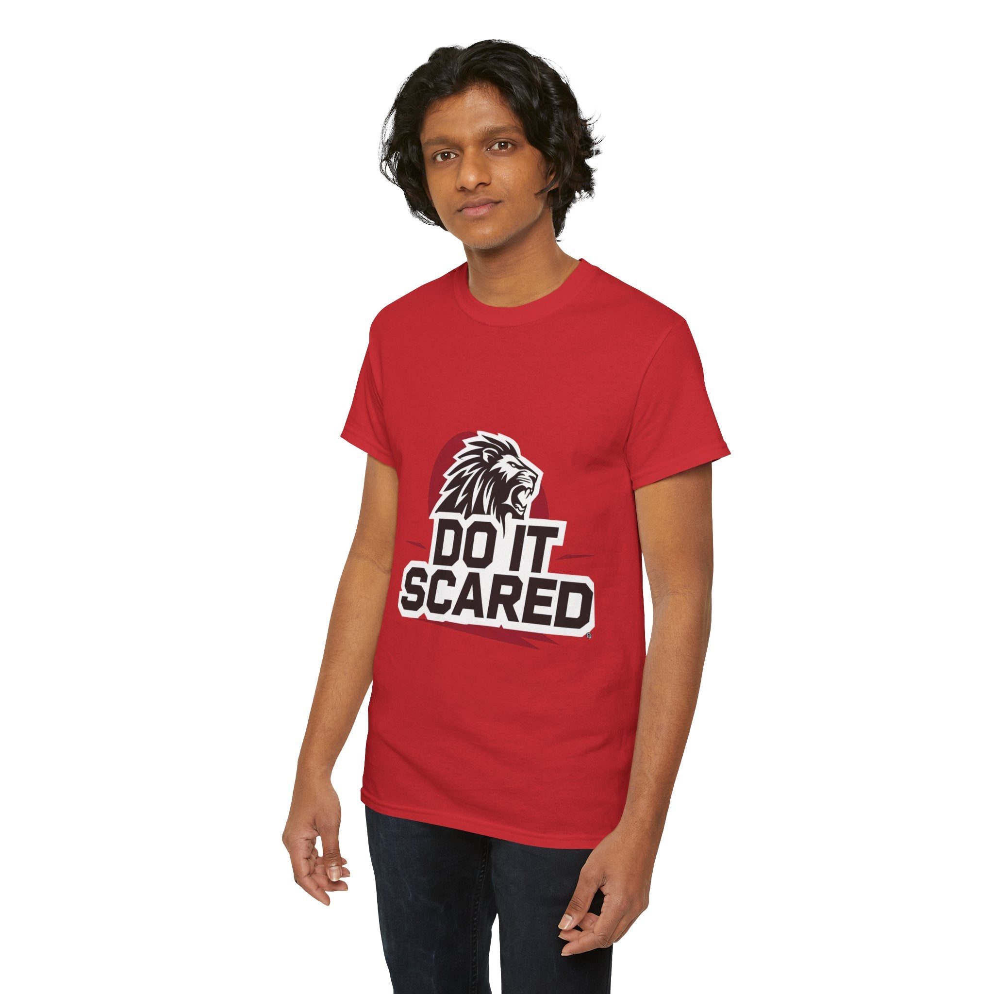 Motivational Unisex Heavy Cotton Tee - 'Do It Scared' Graphic Shirt
