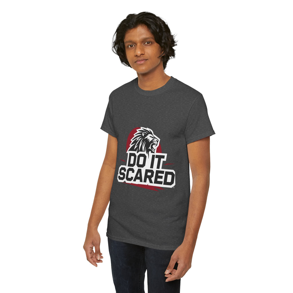 Motivational Unisex Heavy Cotton Tee - 'Do It Scared' Graphic Shirt