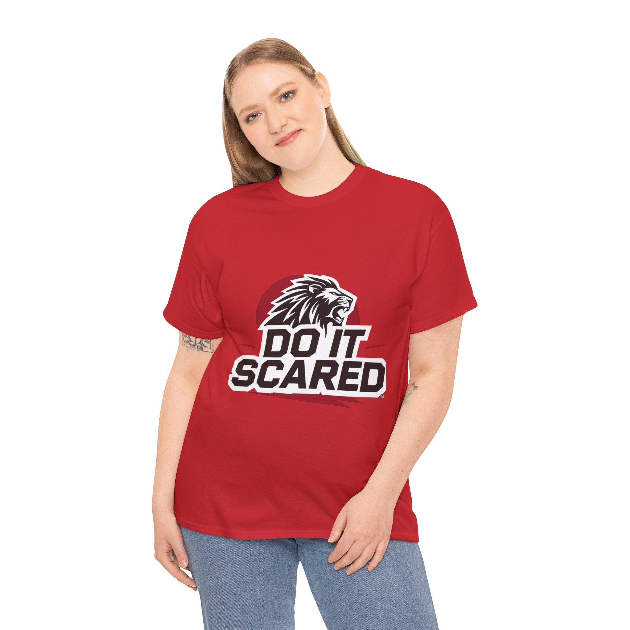 Motivational Unisex Heavy Cotton Tee - 'Do It Scared' Graphic Shirt