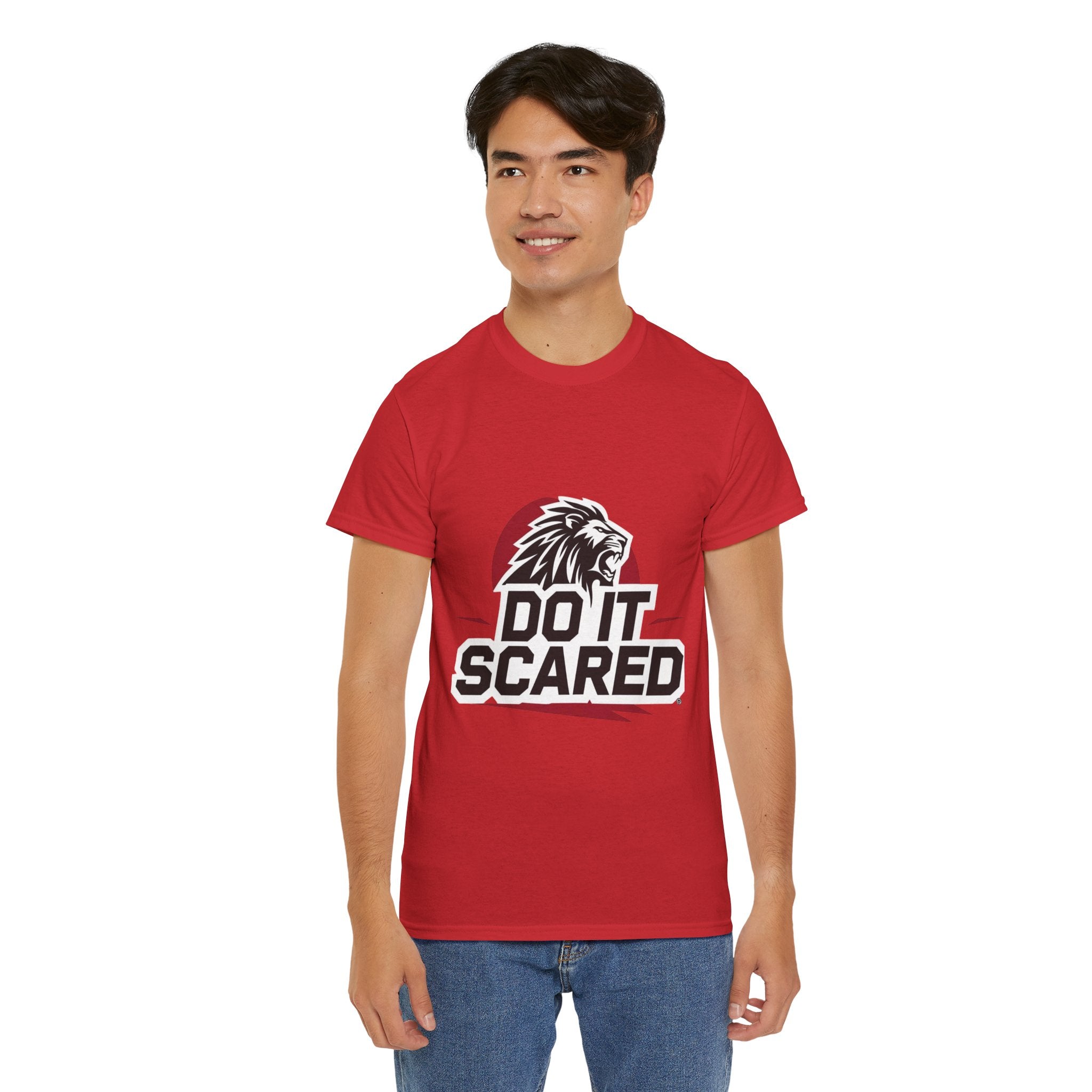 Motivational Unisex Heavy Cotton Tee - 'Do It Scared' Graphic Shirt